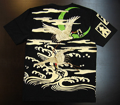和柄半袖Ｔシャツ　鶴株札和柄Ｔシャツ